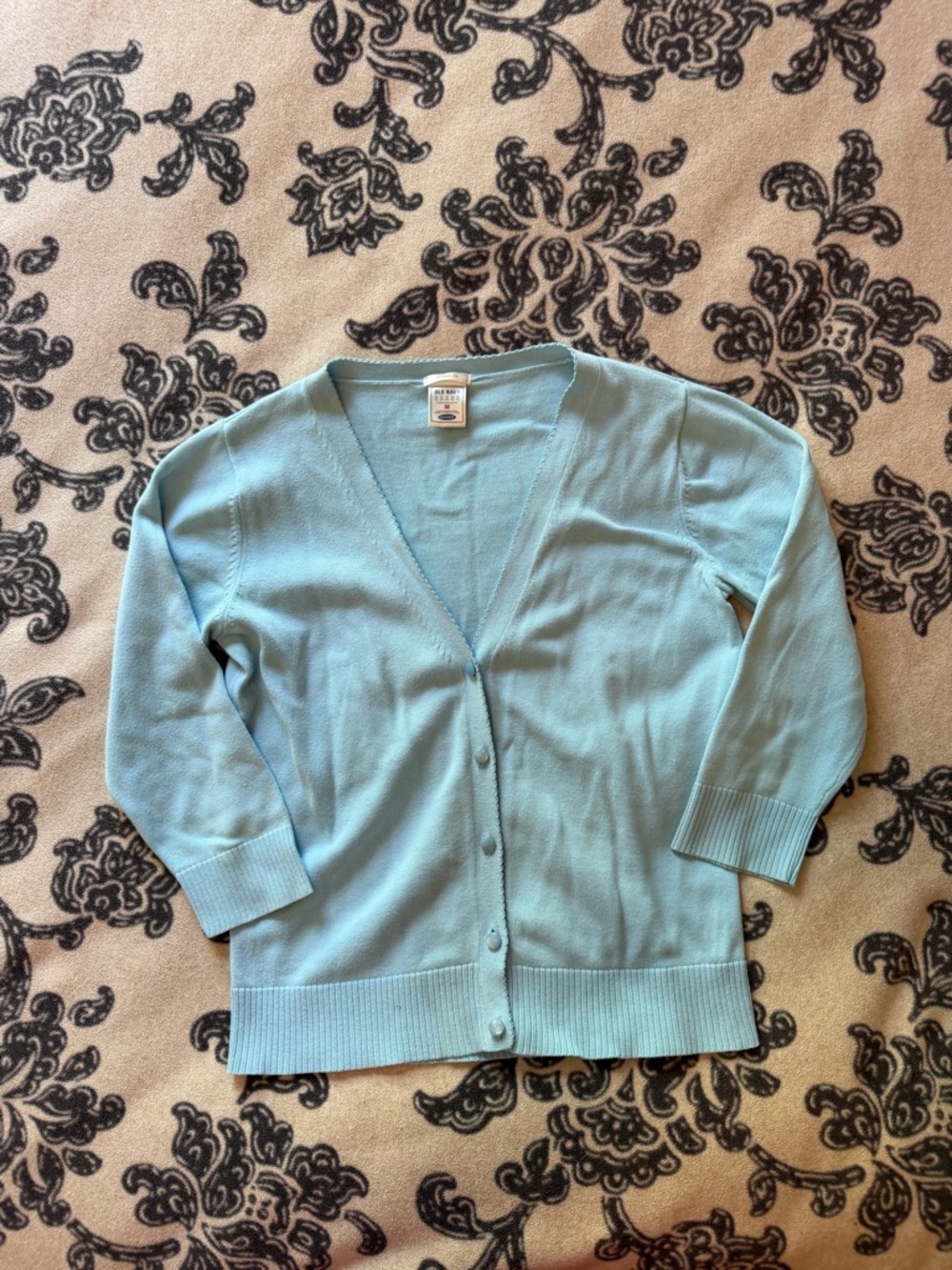 Classic V-Neck Light Blue Button-Front Sweater - Unbranded
